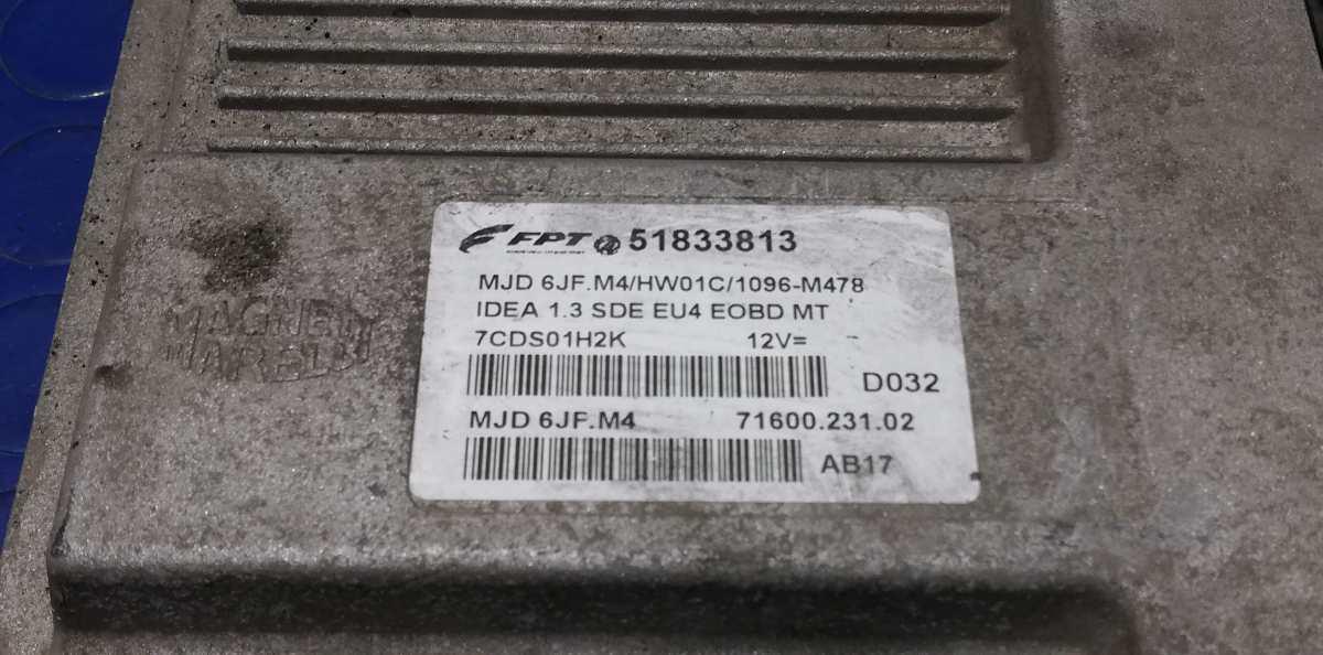 CENTRALINA MOTORE FIAT IDEA 1.3 MJT 75CV 2007 51833813<br /><br />