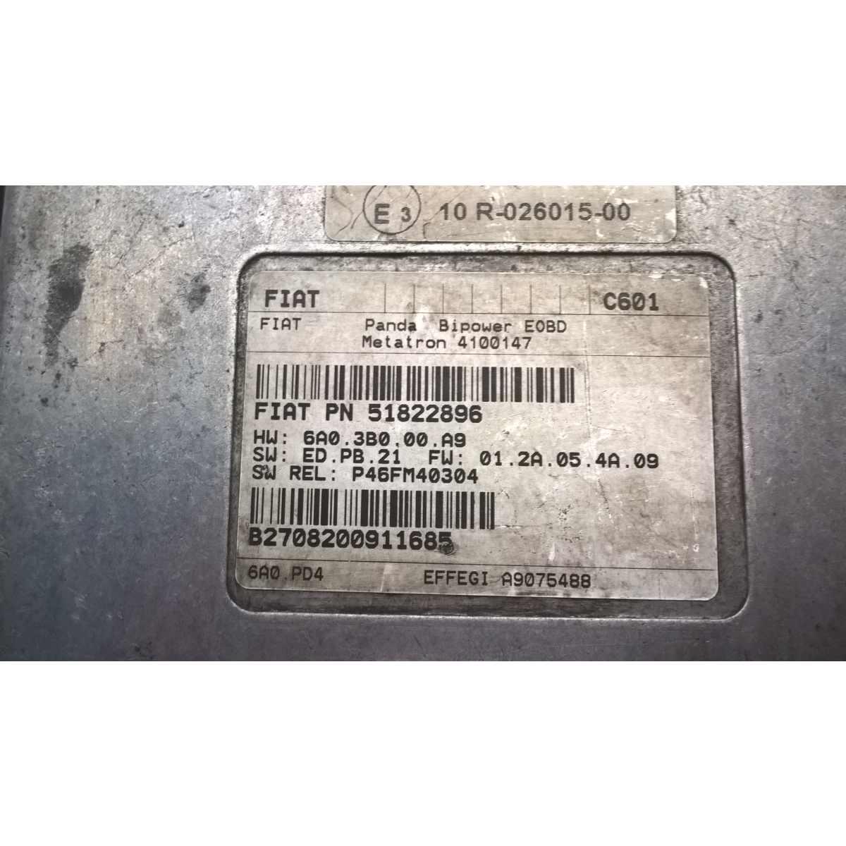 centralina motore fiat panda 1.2 bipower 51822896