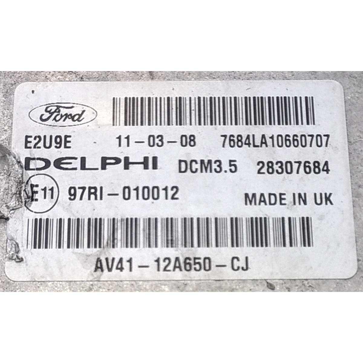 centralina motore kit accensione ford kuga 2011 av4112a650cj 28307684