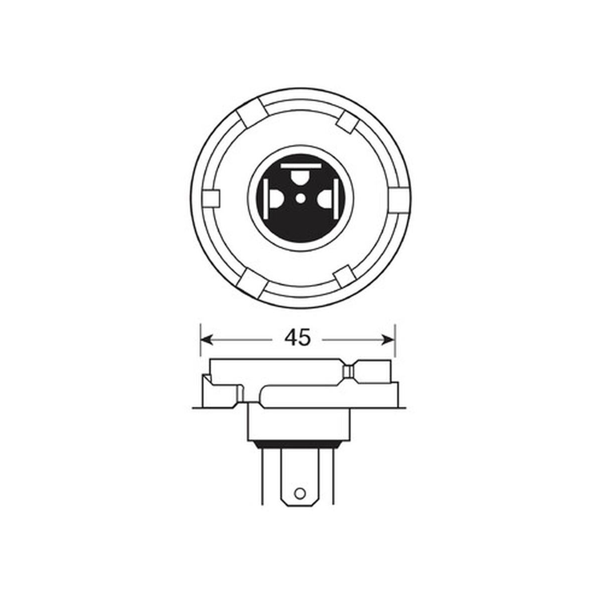 12V Lampada asimmetrica biluce - R2 asymmetric - 40/45W - P45t - 1 pz - D/Blister