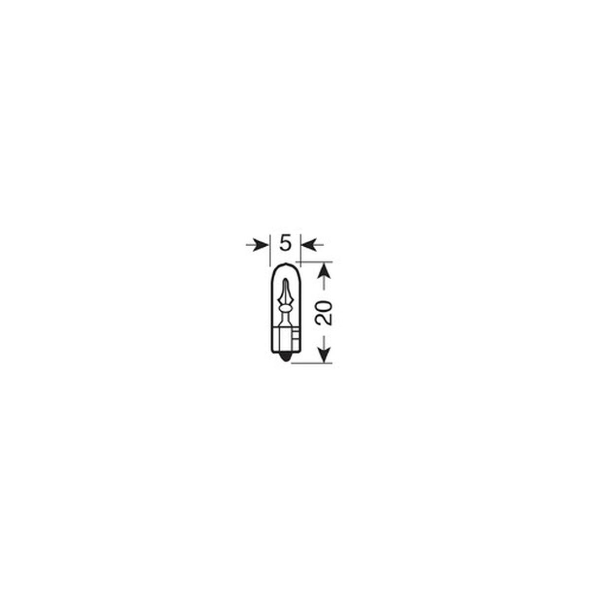12V Lampada con zoccolo vetro - T5 - 2W - W2x4,6d - 2 pz - D/Blister<br />