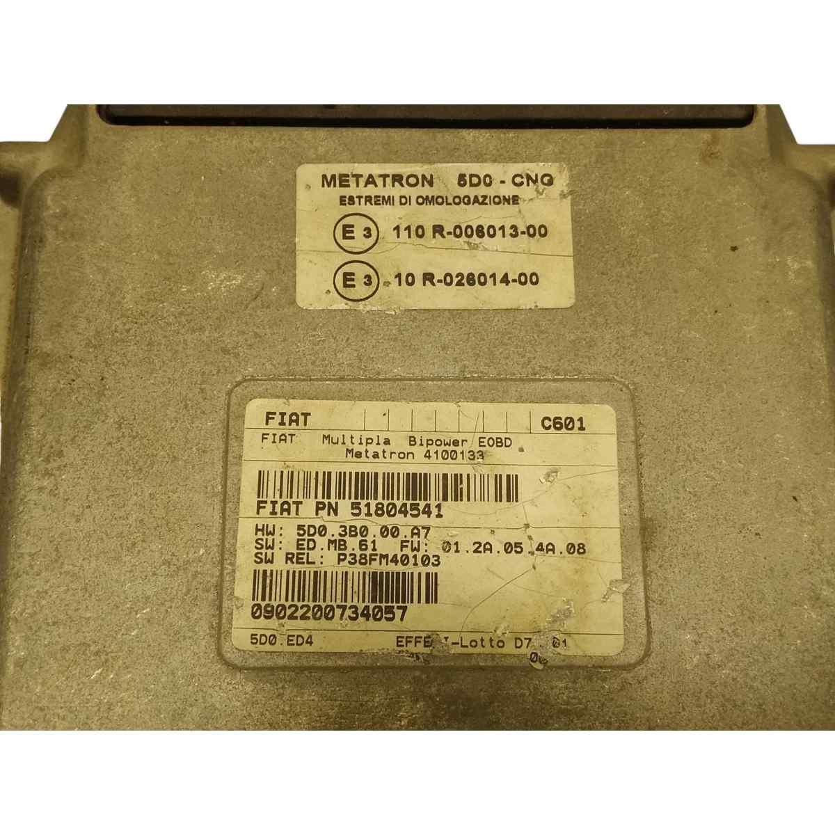 centralina motore fiat multipla 2 serie  metano  51804541<br />