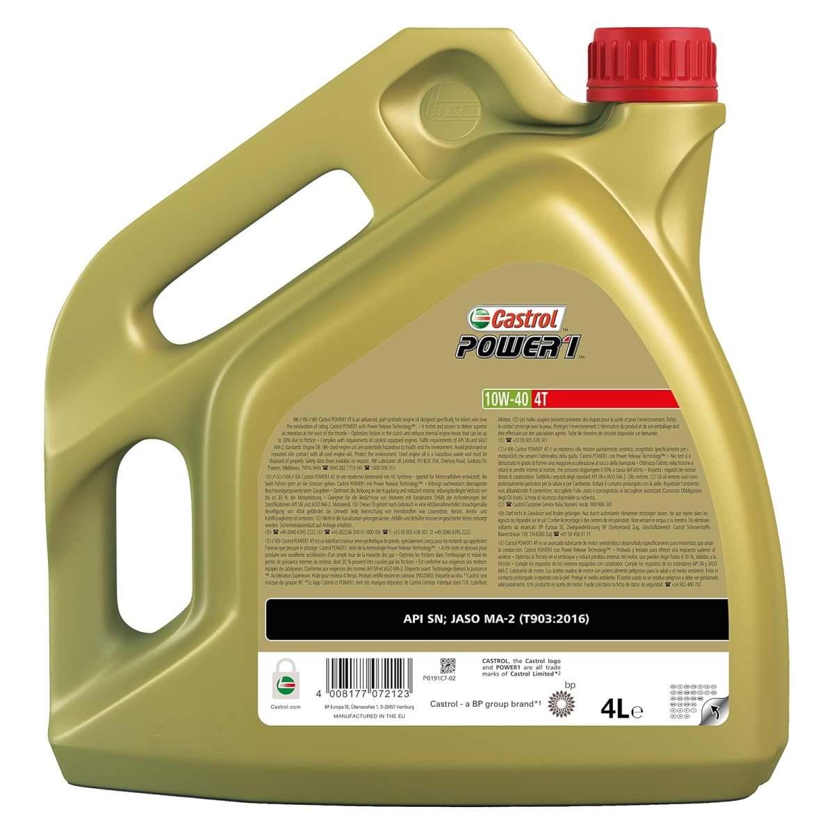 4 Litri Olio Motore Castrol Power 1 4T 10W40 moto