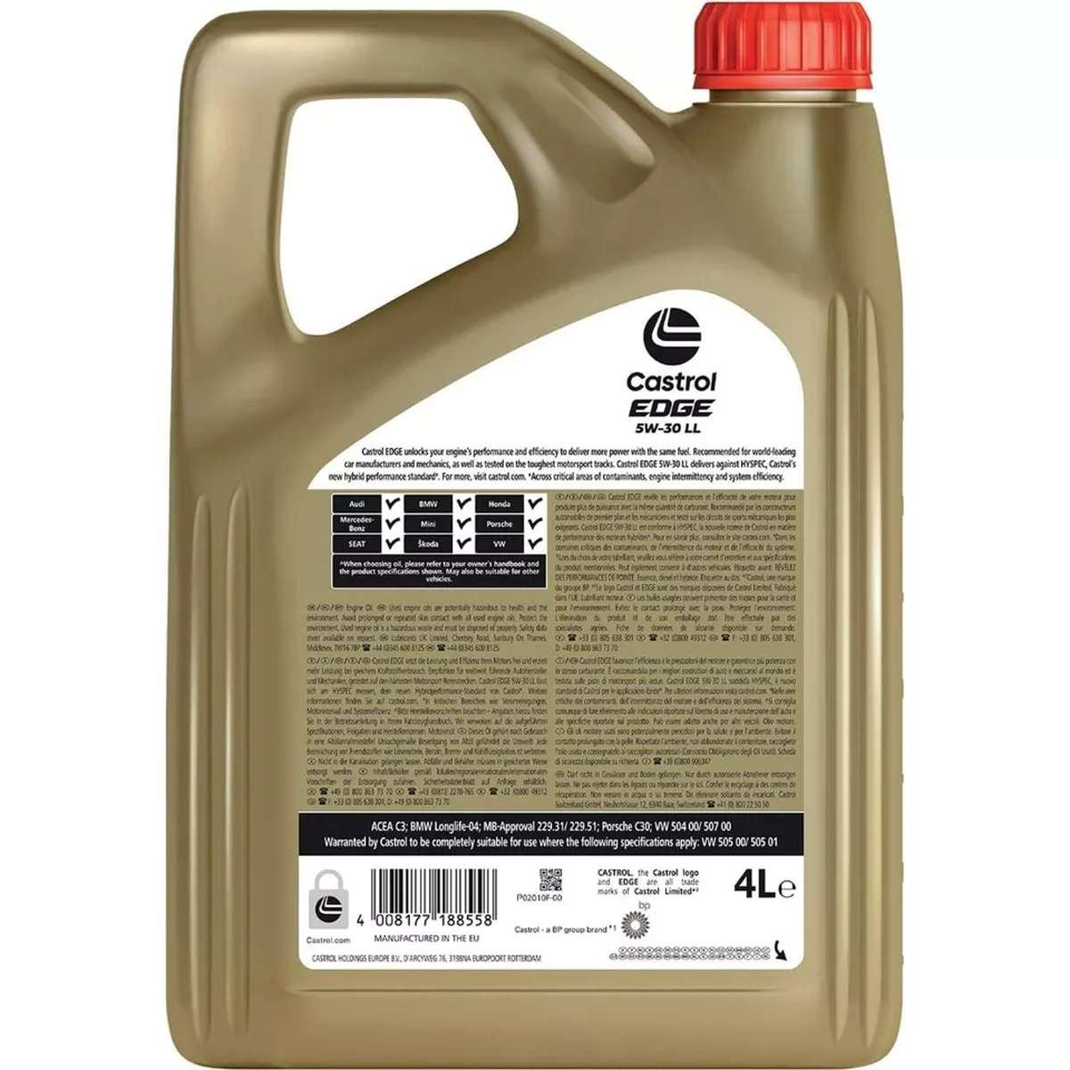 Olio motore castrol edge 5w30 4 litri fst tagliando bmw ll04 longlife