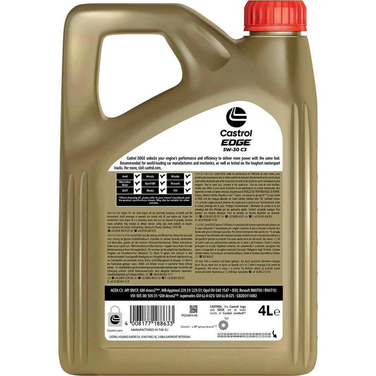 Olio motore auto Edge 5W30 Titanium 4L lubrificante Oil CASTROL