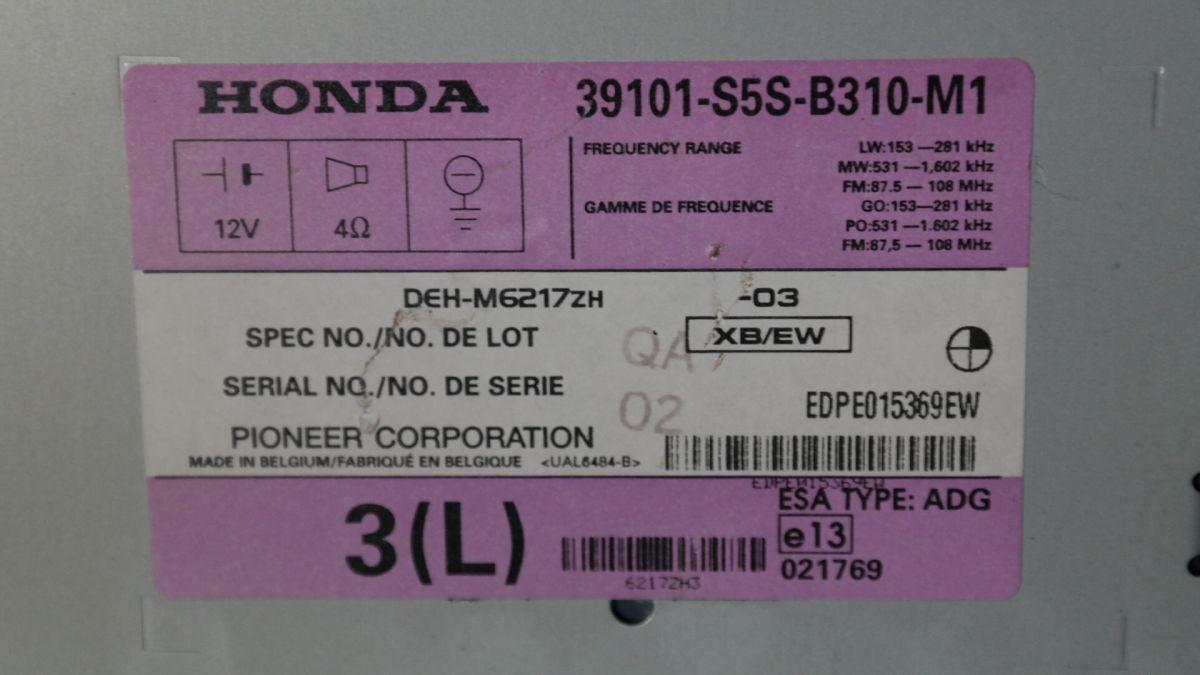 39101s5sb310m1 honda civic autoradio con codice