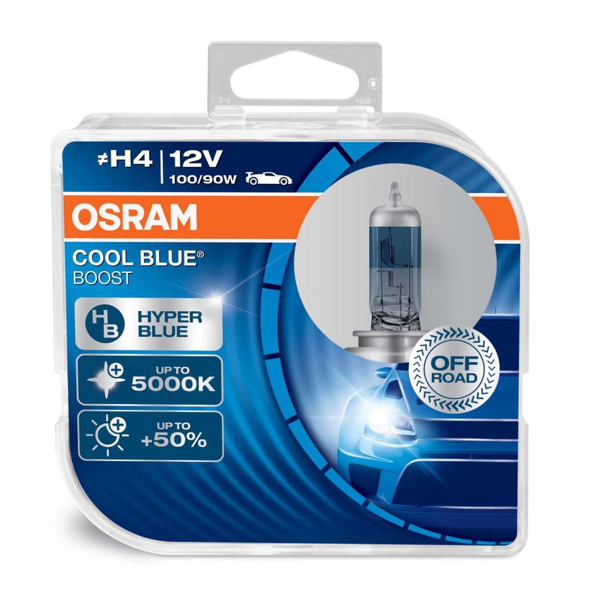 12V Cool Blue Boost - (H4) - 100/90W - P43t - 2 pz  - Scatola Plast.